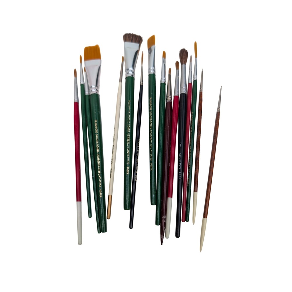 Mixed Artist Paint Brush Lot Plaid Donna Dewberry Delta Grumbacher Flat Round